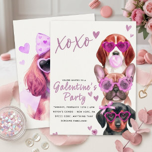 Galentine's Party Hunde Einladung, Süße Wasserfarb Einladung
