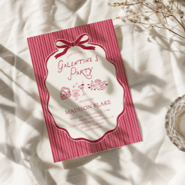 Galentine's Party Kirschroter Rahmen mit Schleife Einladung