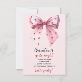 Galentines Pink Bow Party Invitation RSVP Karte