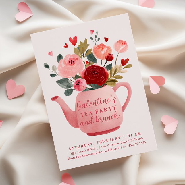 Galentine's Tea Party & Brunch Valentine's Einladung (Von Creator hochgeladen)