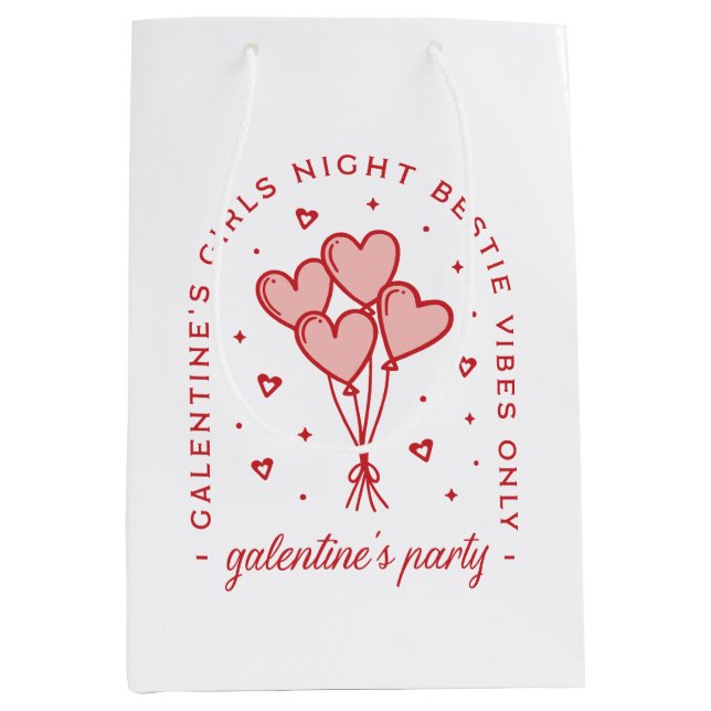 Galentinische Party-Täler bestie Herzblasen Mittlere Geschenktüte (Vorderseite)