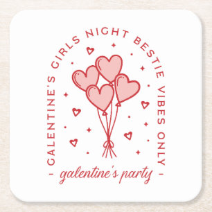Galentinische Party-Valentininen bestickten Mädche Rechteckiger Pappuntersetzer