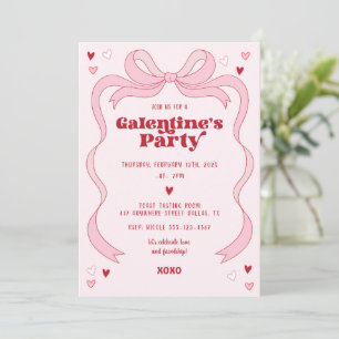 Galentinstag Brunch Party Rosa Bow Einladung