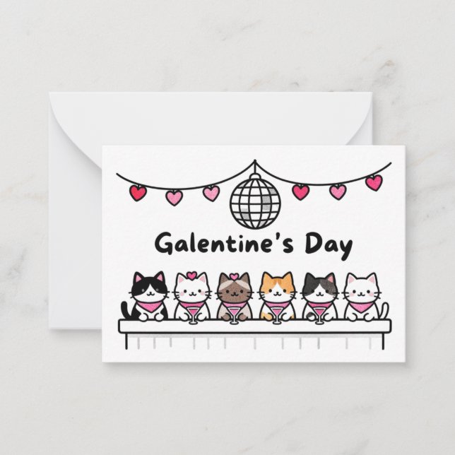 Galentinstag-Karte Katzenliebhaber Valentinstag Mitteilungskarte (Vorderseite)