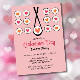 Galentinstag Sushi Abendessen Party Valentinstag Einladung