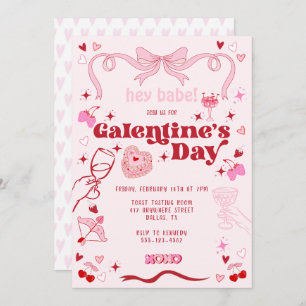 Galentinstag Vintager Coquette Rosa Einladung