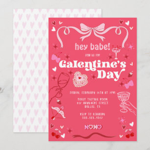 Galentinstag Vintager Coquette Rosa Einladung