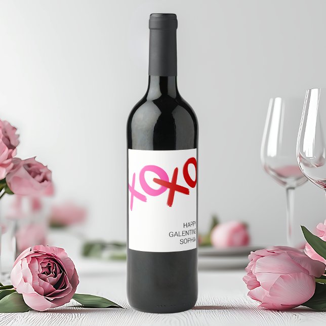 Galentinstag XOXO Hugs und Kisses Gal Pal Weinetikett (Galentine day XOXO Hugs and Kisses Gal Pal Wine Label)
