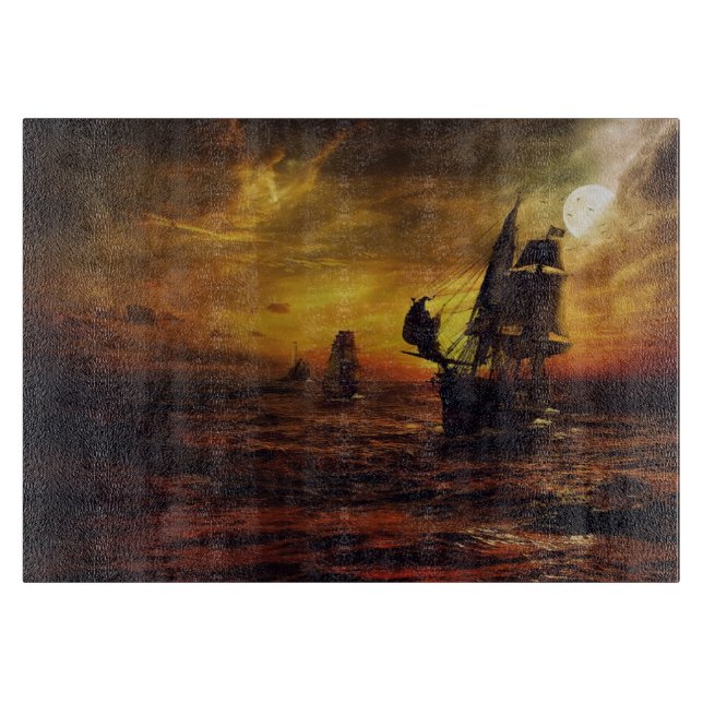 Galeonen unter vollen Segeln Schneidebrett (Vorderseite)