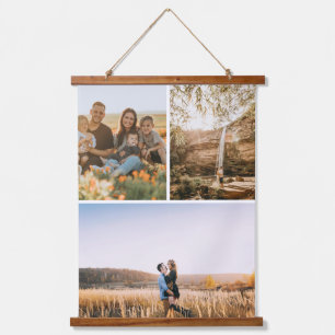 Galerie Trio mit 3 Personalisierten Fotos Wandteppich Mit Holzrahmen