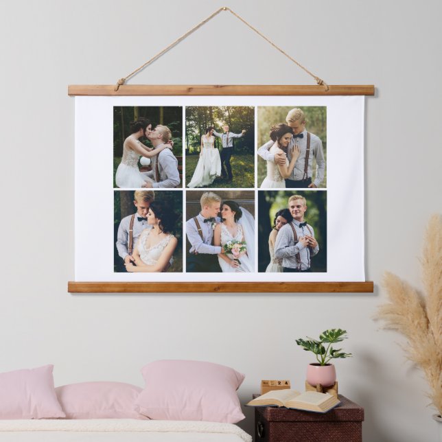 Galerie von 6 Personalisierten Fotos Wandteppich Mit Holzrahmen (Schlafzimmer)