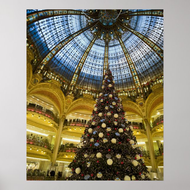 Galeries La Fayette zu Weihnachten, Paris, Frankre Poster (Vorne)