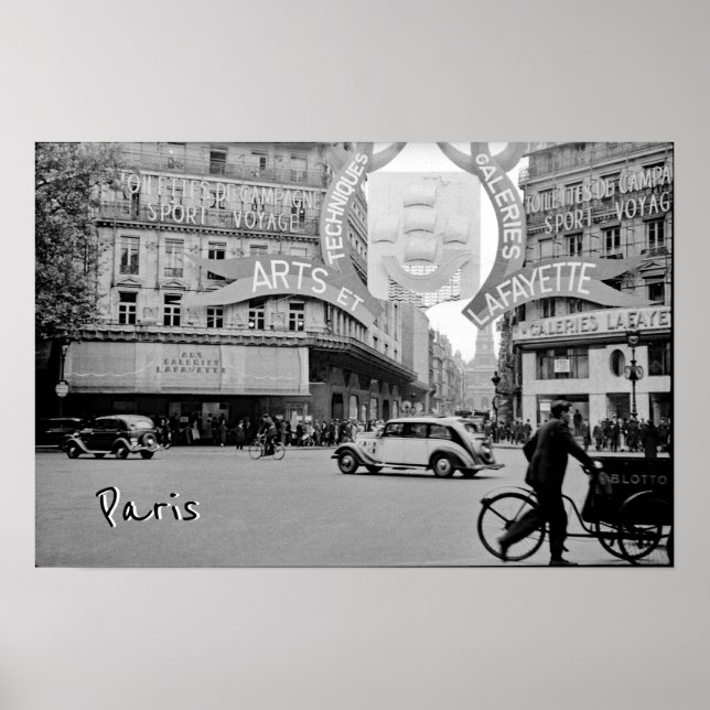 Galeries Lafayette Paris Haussmann 1940 Fotograf Poster (Vorne)