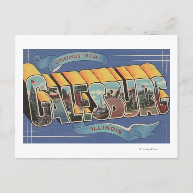 Galesburg, Illinois - Großbuchstaben - Szenen 2 Postkarte (Vorderseite)