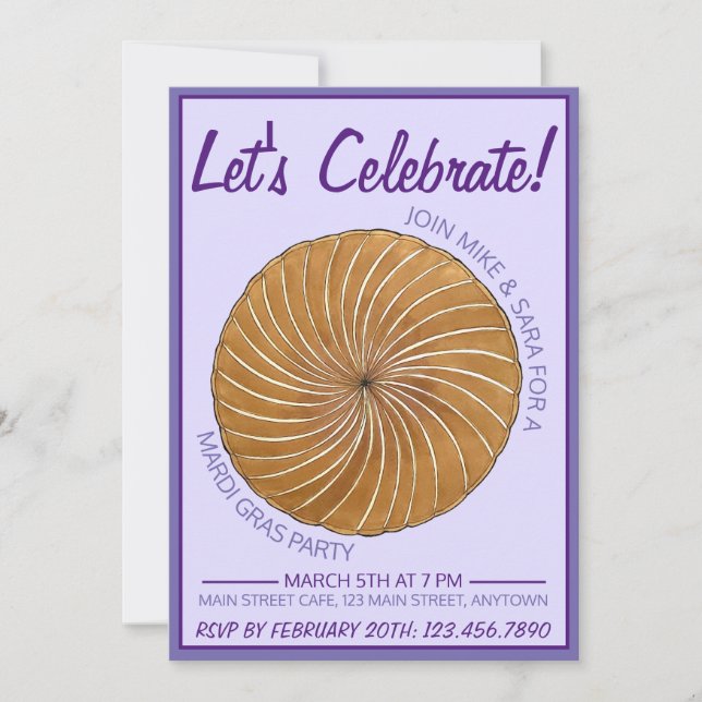 Galette des Rois Mardi Gras Karneval Einladung (Vorderseite)