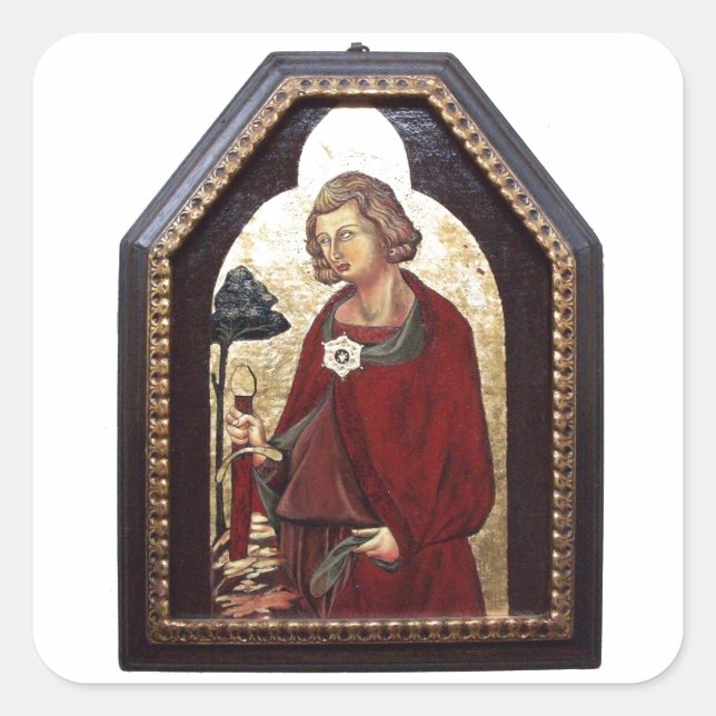 GALGANO/RECHTEN DES SCHWERTES IM FELSTER QUADRATISCHER AUFKLEBER (Vorderseite)