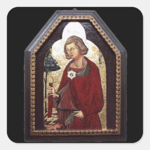 GALGANO/RECHTEN DES SCHWERTES IM FELSTER QUADRATISCHER AUFKLEBER