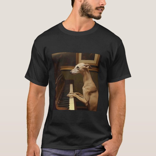Galgo Klavier Hund T-Shirt (Vorderseite)