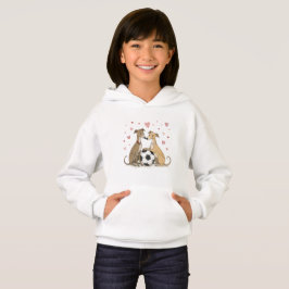 Galgos with soccer ball for Valentine's Day Hoodie