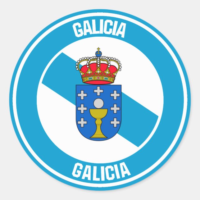 Galicia Round Emblem Runder Aufkleber (Vorderseite)