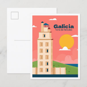 Galicien Spanien Art Vintage Reise Illustration Postkarte