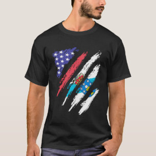 Galicischer amerikanischer Patriot Grown Heart Fla T-Shirt