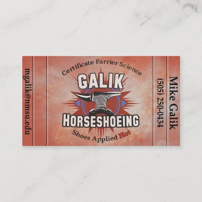 Galik Horseshoeing Terminkarte (Vorderseite)