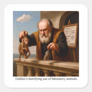 Galileis schrecklicher Einsatz von Labortieren. Quadratischer Aufkleber