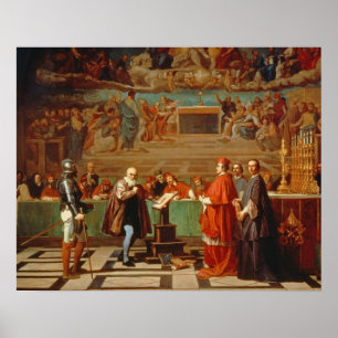 Galileo Galilei (1564-1642) vor Mitgliedern der Poster