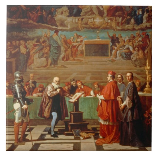 Galileo Galilei (1564-1642) vor Mitgliedern von Fliese (Vorderseite)
