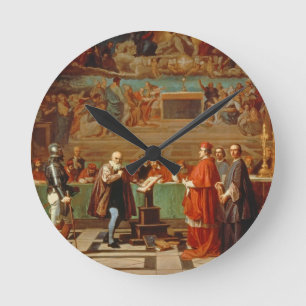 Galileo Galilei (1564-1642) vor Mitgliedern von Runde Wanduhr