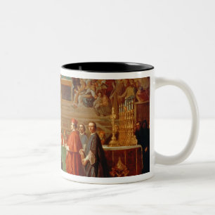 Galileo Galilei (1564-1642) vor Mitgliedern von Zweifarbige Tasse