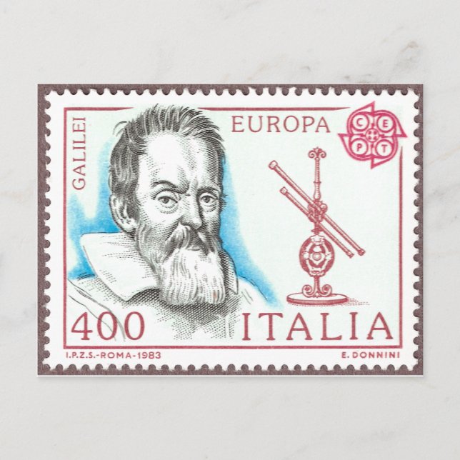 Galileo Galilei Astronomie Postkarte (Vorderseite)