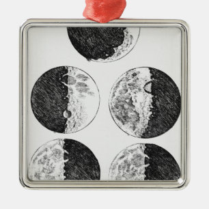 Galileos Zeichnungen der Phasen des Mondes Silbernes Ornament