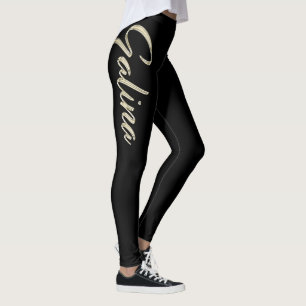 Galina white gold Handwriting Hose Leggings