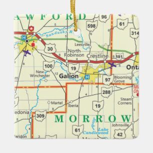 Galion Ohio Vintag Map Keramikornament