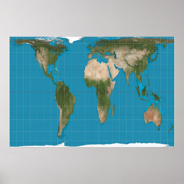 Gall Peters Projection World Map Poster (Vorne)