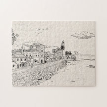 Galle Dutch Fort Sri Lanka Pen Ink Illustration