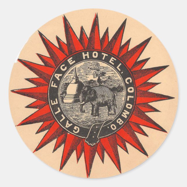 Galle Face Hotel Retro Gepäckaufkleber Runder Aufkleber (Vorderseite)