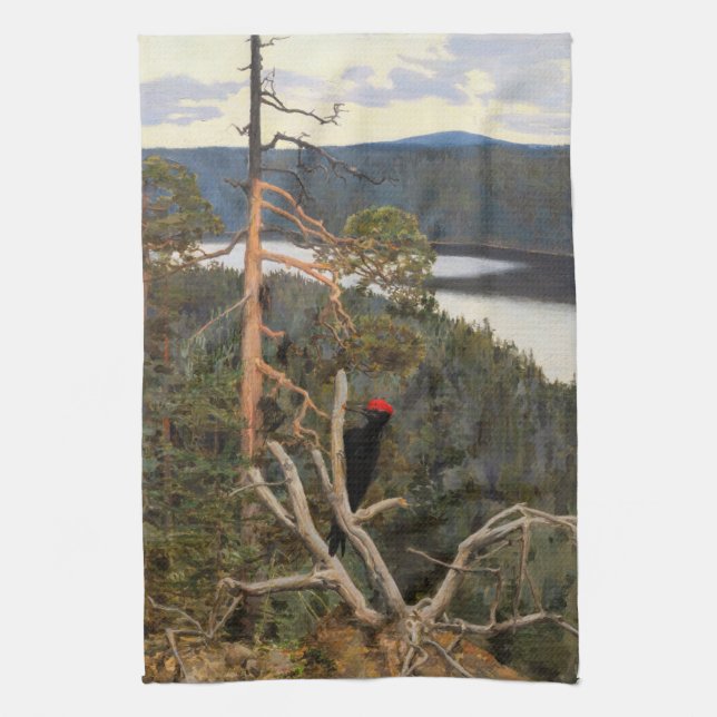 Gallen-Kallela - Großer Schwarzer Specker 1894 Geschirrtuch (Vertikal)