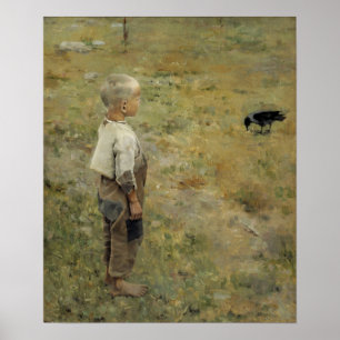 Gallen-Kallela - Junge mit einer Krähe Poster
