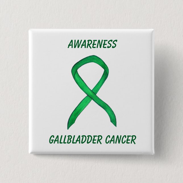Gallenblase Krebs Green Awareness Ribbon Button (Vorderseite)