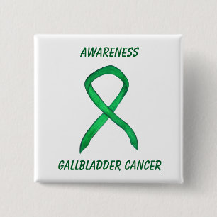 Gallenblase Krebs Green Awareness Ribbon Button