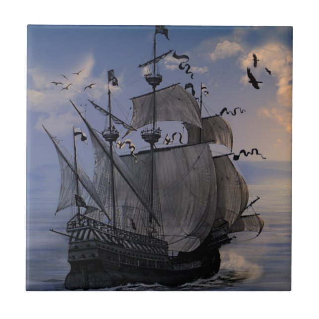 Galleon at Full Sail Fliese (Vorderseite)