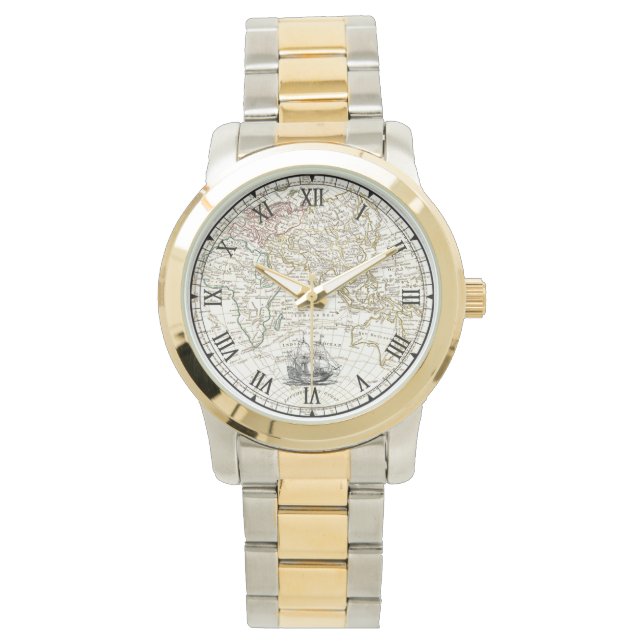 Galleon Segelschiff ~ 1789 Karte der östlichen Hem Armbanduhr (Vorderseite)