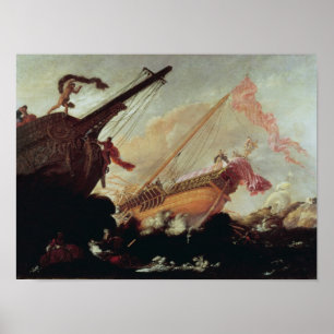 Galleons ruinierte auf einem felsigen Ufer Poster