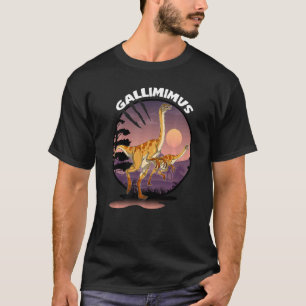 Gallimimus Dinosaurier mit Hintergrund T-Shirt