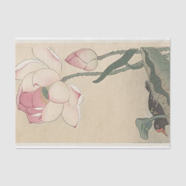 Gallinule mit Lotus-Blume von Ohara Koson Seidenpapier (Vorderseite)
