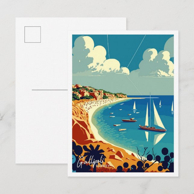 Gallipoli Turkey Reisen Vintage Abbildung Postkarte (Vorne/Hinten)