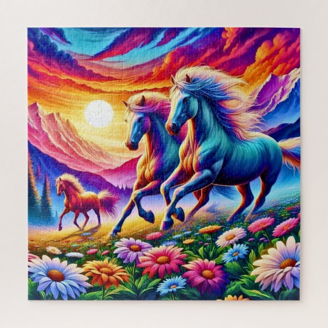Gallop in einer fantastischen Landschaft Puzzle (Vertikal)
